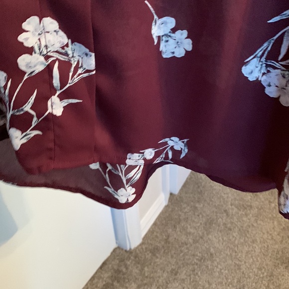 Blouse Maroon Elastic Long Sleeve Color Collective Concepts Polyester Sz… - Picture 10 of 14